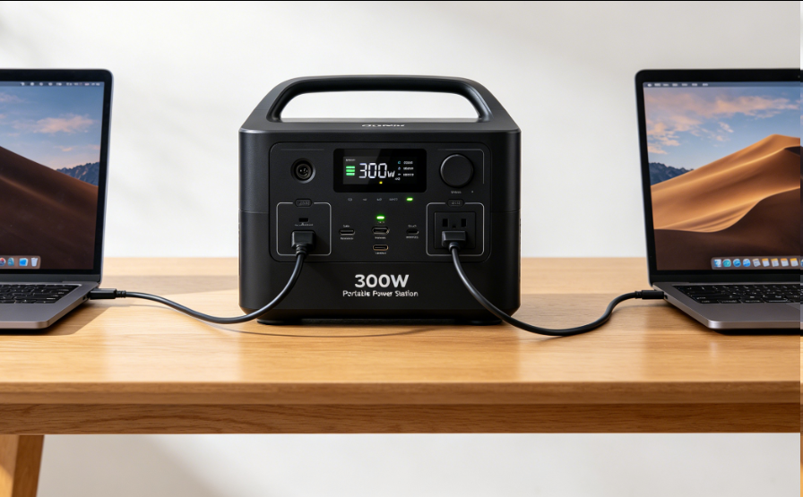 300W Portable Power Station Powering Laptops